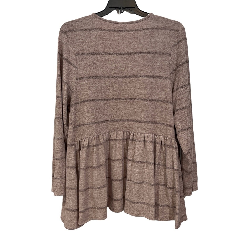 LULAROE‎ Nanette Cascading Cardigan Sweater Women 2XL Pink Stripe Fleece NEW - Picture 13 of 16